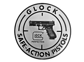 GLAD00060	Glock Safe Action Aluminum Sign GLAD00060, Glock Safe Action Aluminum Sign, Glock sign, Glock round sign G19, G26, 9mm Luger, 15rd Glock 9mm Magazine Polymer, 9mm black polymer magazine, 9mm black polymer magazine fits glock, magazine for glock model 17, magazine for glock model 19, magazine for glock model 26